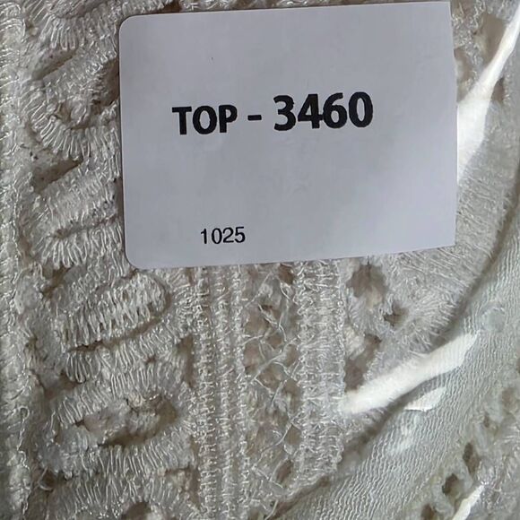 Lovestitch L White Crochet Lace Tie Front Boho Top - Picture 9 of 9